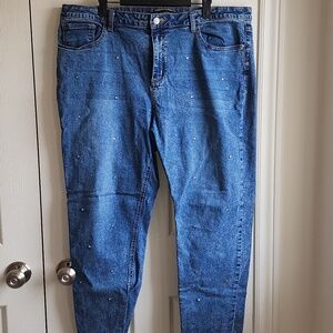 Le Chateau Denim Straight Ankle Jeans with Stud Details Sz 18